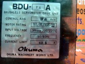 OKUMA BRSUHLESS SERVOMOTOR DRIVE UNIT BDU-7.5A AXIS:WM BL-H400E-12 (3)