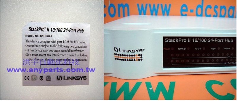 Stackpro LINKSYS DSHUB24 StackPro II 10/100 24-Port Hub - PLC DCS SERVO Control ...