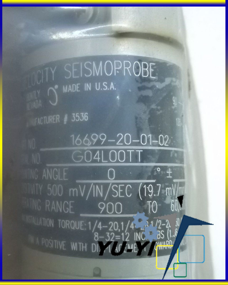 BENTLY NEVADA VELOCITY SEISMOPROBE 16699-20-01-02 VIBRATION SENSOR ...