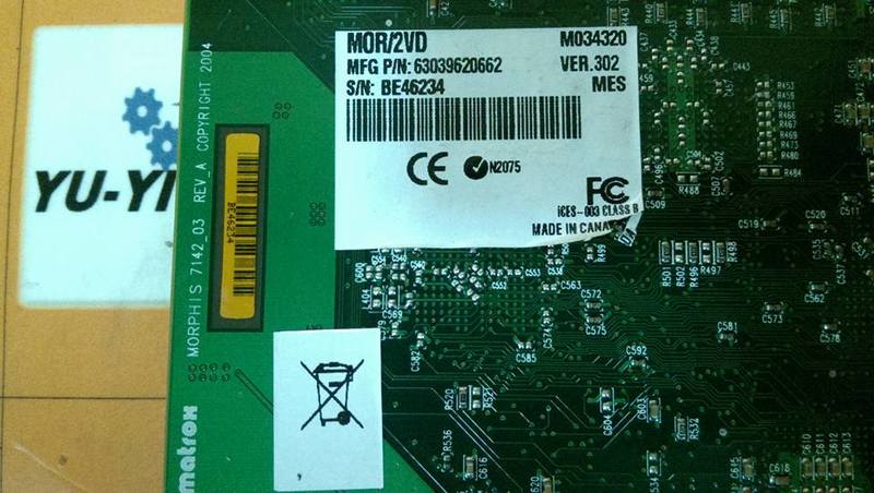 MATROX MORPHIS MOR/2VD FRAME GRABBER BOARD - 裕益科技自動化設備可程式編碼器PLC分散式控制系統DCS