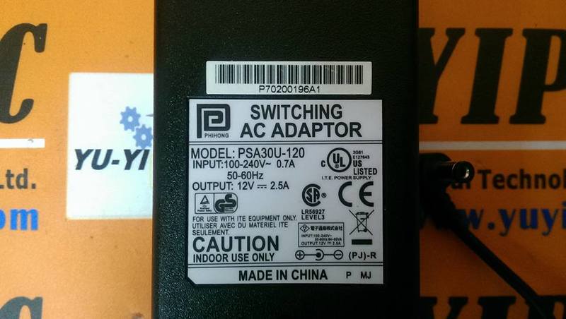 PHIHONG PSA30U-120 SWITCHING AC ADAPTOR - 裕益科技自動化設備可程式編碼器PLC分散式控制系統DCS