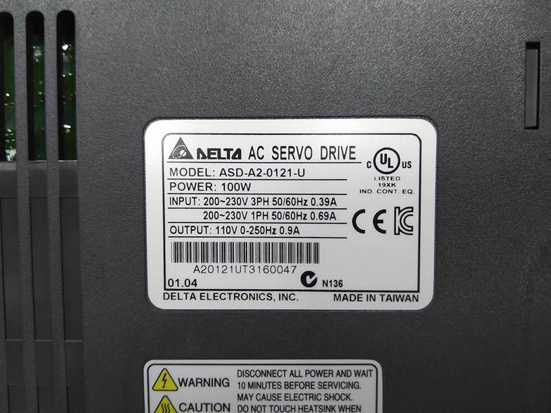 Delta Asd DELTA ASD-A2-0121-U AC SERVO DRIVE - 裕益科技自動化設備可程式編碼器PLC分散式控制系統DCS