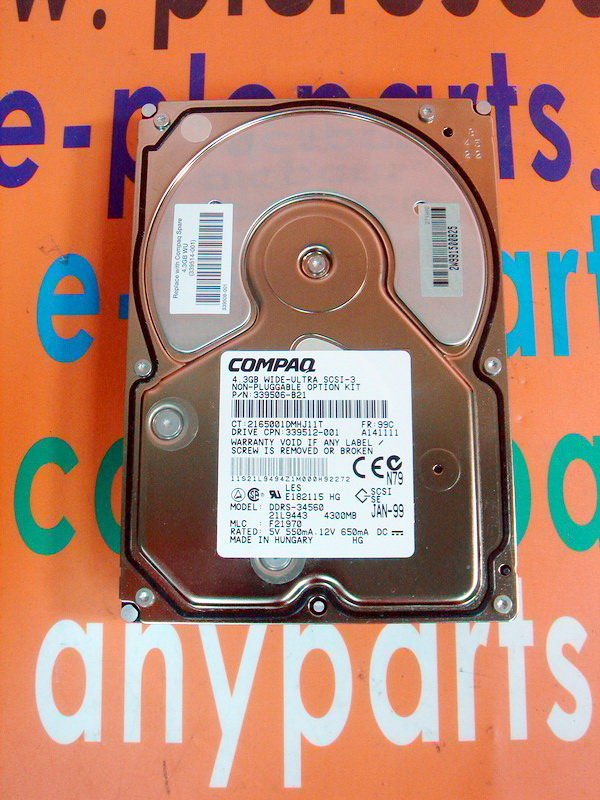 COMPAQ Hard Drive 339506-B21 / DDRS-34560 4.3GB / 68PIN - PLC DCS SERVO ...