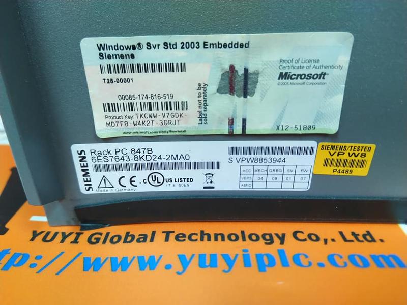 SIEMENS SIMATIC RACK PC 847B 6ES7643-8KD24-2MA0 SIEMENS SIMATIC RACK PC 847B 6ES7643-8KD24-2MA0