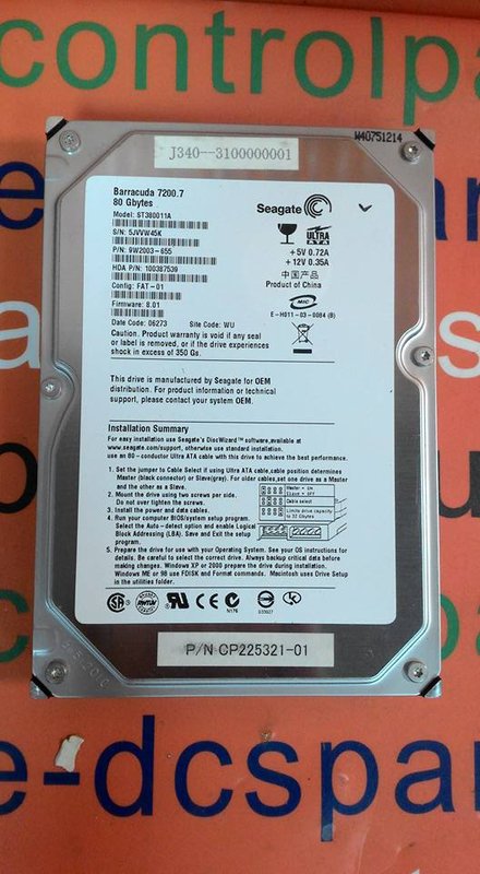 Seagate ST380011A 80GB IDE HDD Hard Drive - 裕益科技自動化設備可程式編碼器PLC分散式控制系統DCS