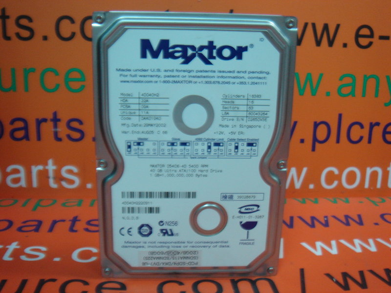 MAXTOR D540X-4D 4D040H2 40GB IDE Hard Disk Drive - PLC DCS