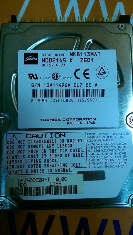 TOSHIBA HARD DISK DRIVE HDD2145 8GB 2.5