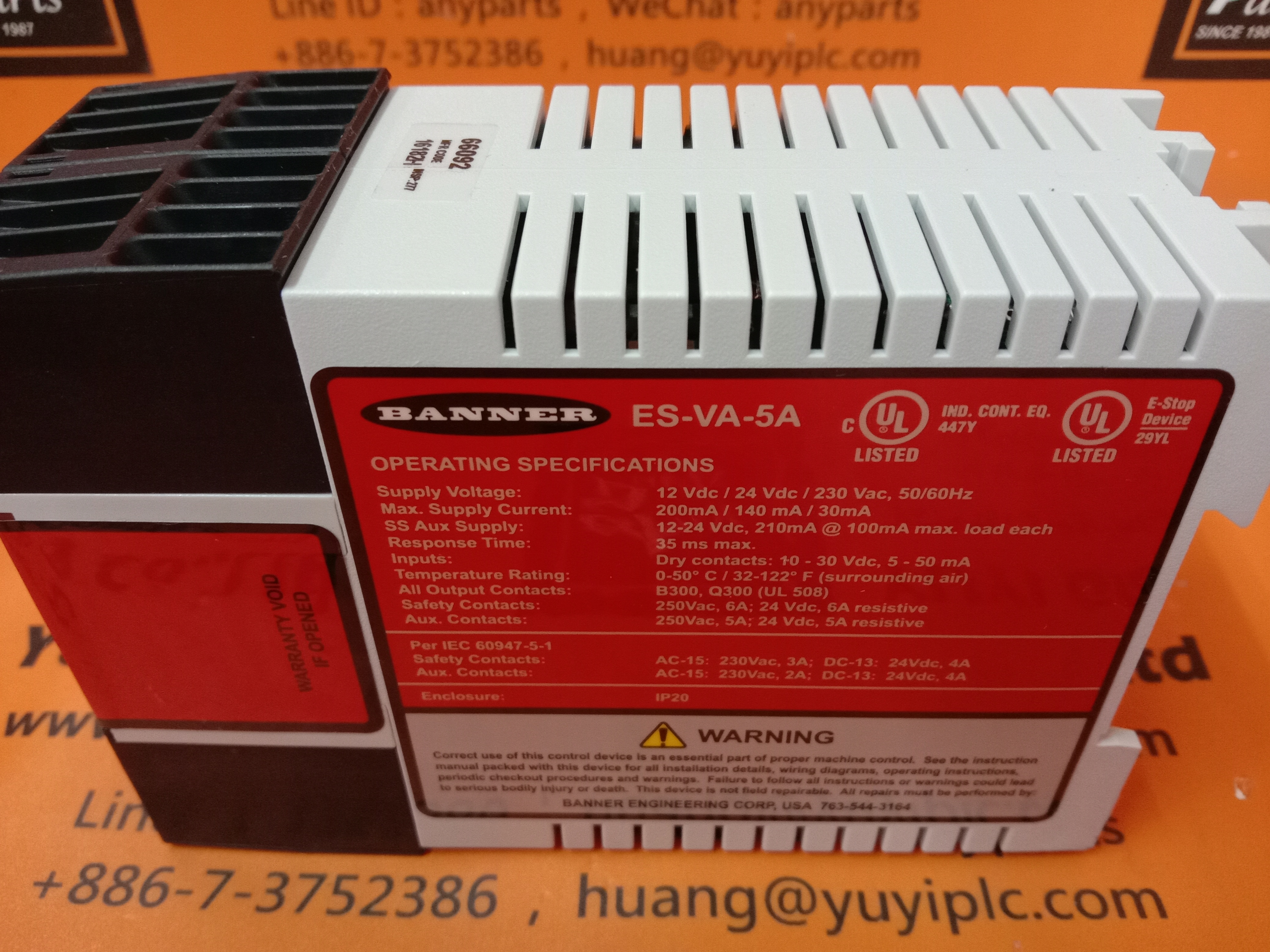 Banner Power Module And Level Control BANNER ES-VA-5A CONTROL MODULE - 裕益科技自動化設備可程式編碼器PLC分散式控制系統DCS