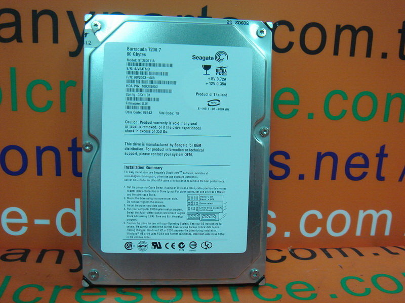 SEAGATE ST380011A 80GB IDE - 裕益科技自動化設備可程式編碼器PLC分散式控制系統DCS