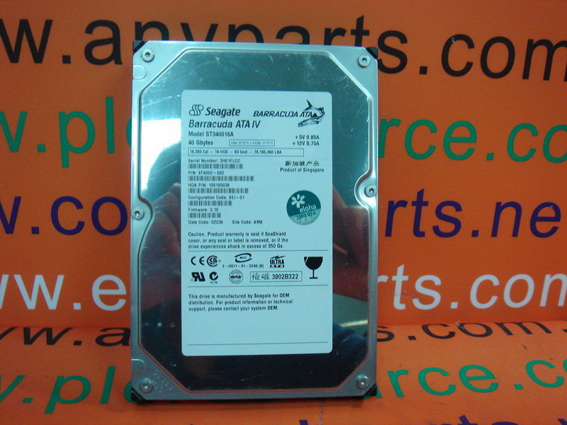 SEAGATE ST340016A 40GB IDE - 裕益科技自動化設備可程式編碼器PLC分散式控制系統DCS